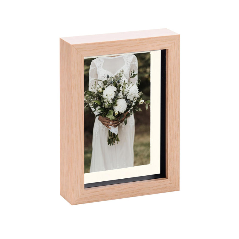 5" x 7" Light Wood 3D Box Photo Frame with 4" x 6" Mount - By Nicola Spring