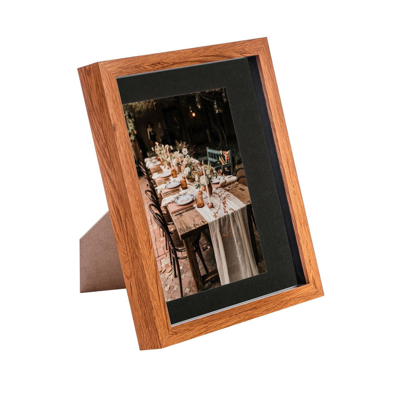 8" x 10" Dark Wood 3D Box Photo Frame with 5" x 7" Mount - By Nicola Spring