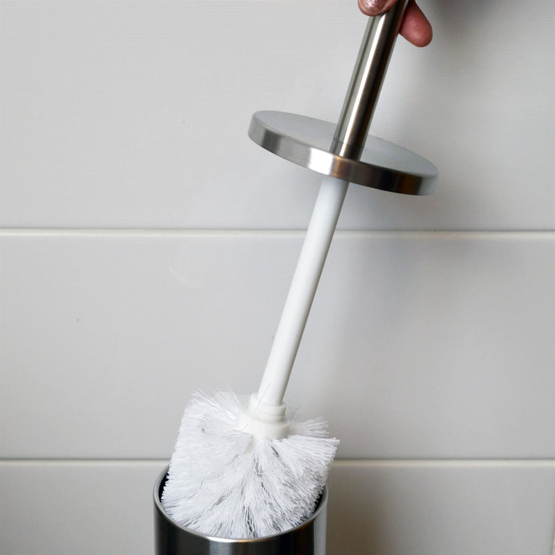 2pc 5L Round Stainless Steel Toilet Brush & Bin Set - By Harbour Housewares