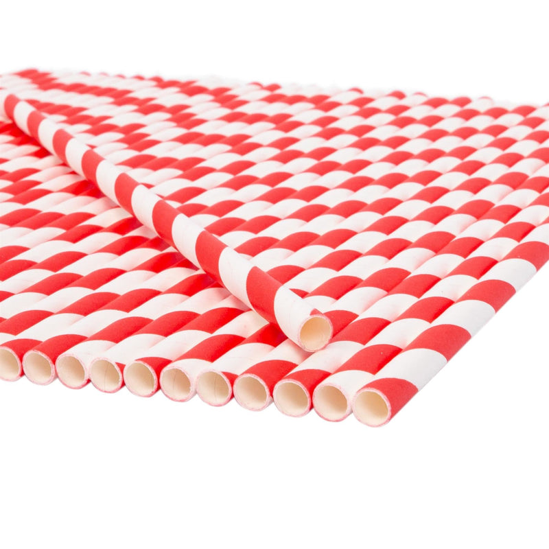 19.5cm Red Stripe Paper Straws - Pack of 40 - By Ashley