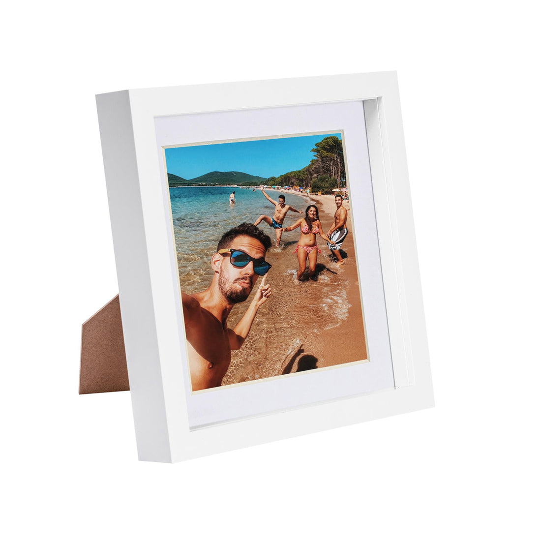 White 8" x 8" Shadow Box Photo Frame with 6" x 6" White Mount &amp; White Spacer