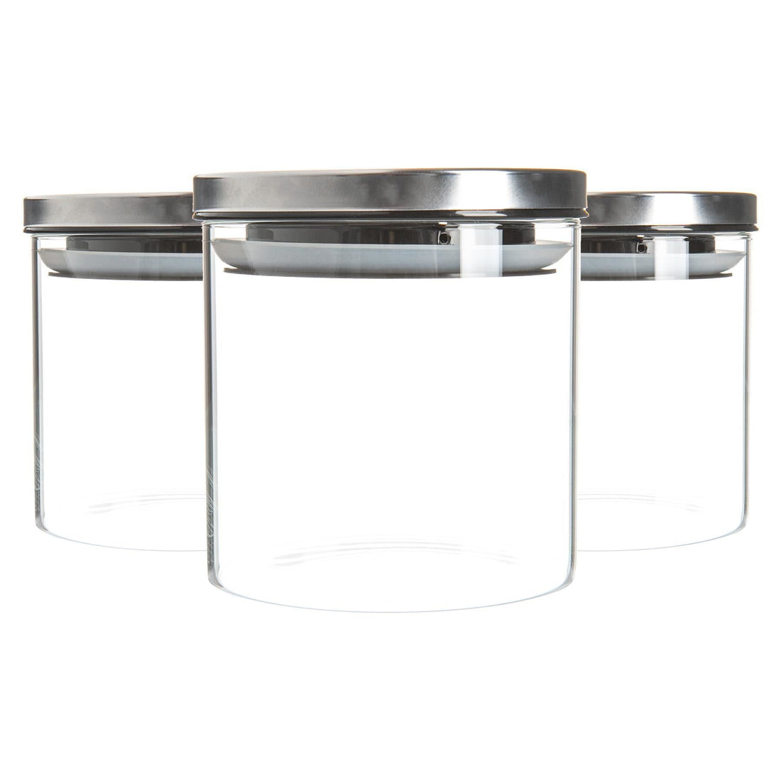 550ml Glass Storage Jars with Silver Metal Lids - Pack of 3