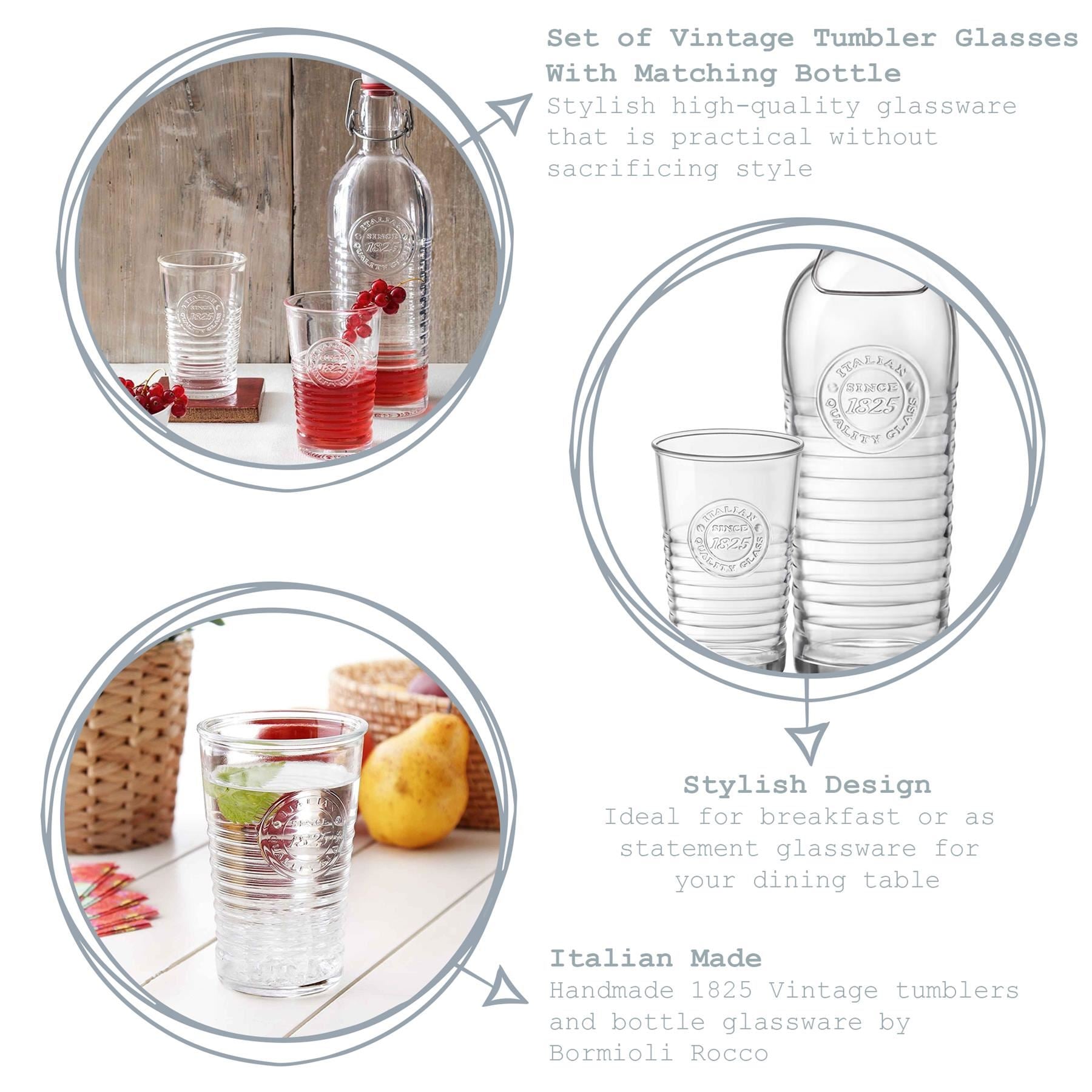 1.2L Officina 1825 Swing Top Bottle &amp; Tumbler Glasses Set