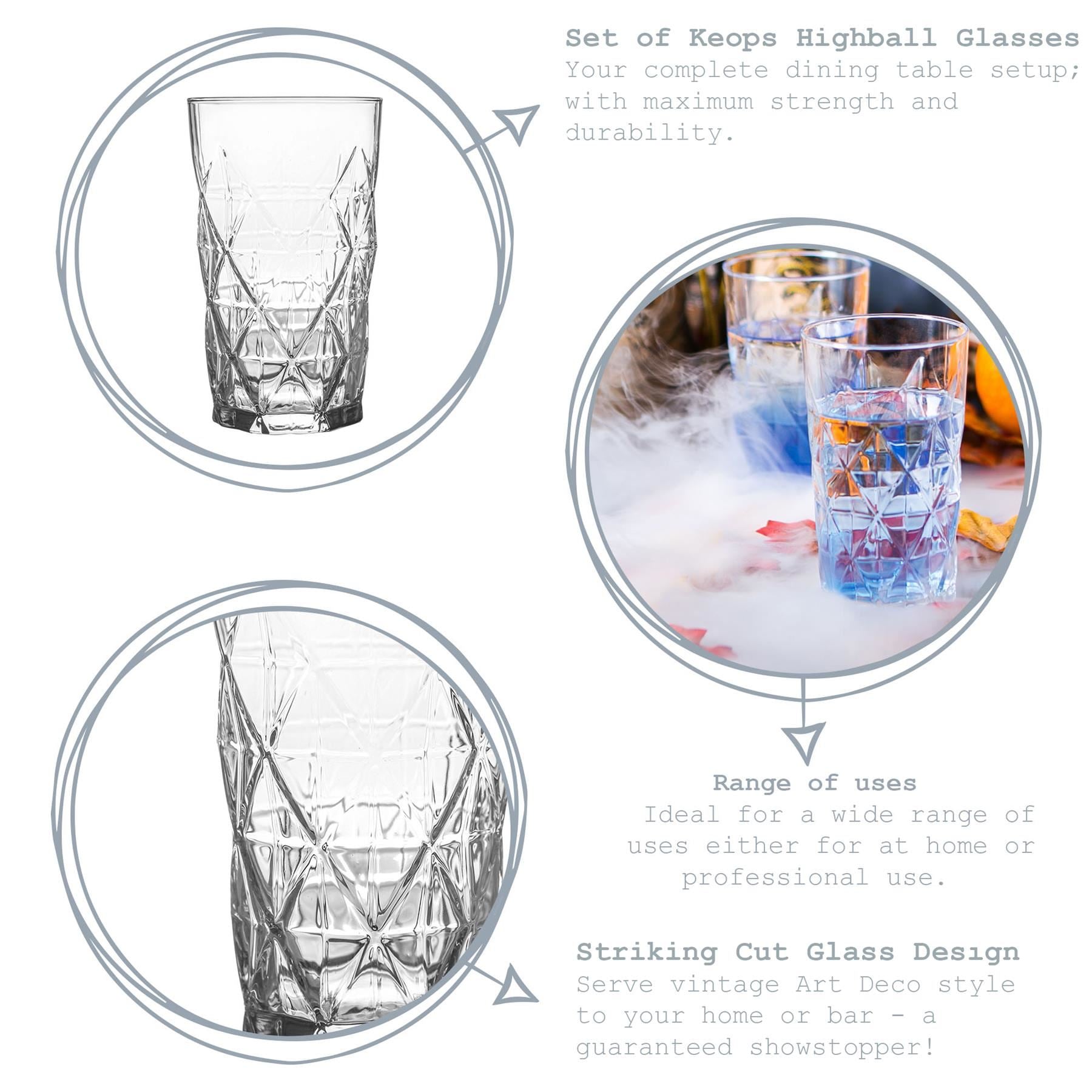 460ml Keops Highball Glasses - Pack of Six