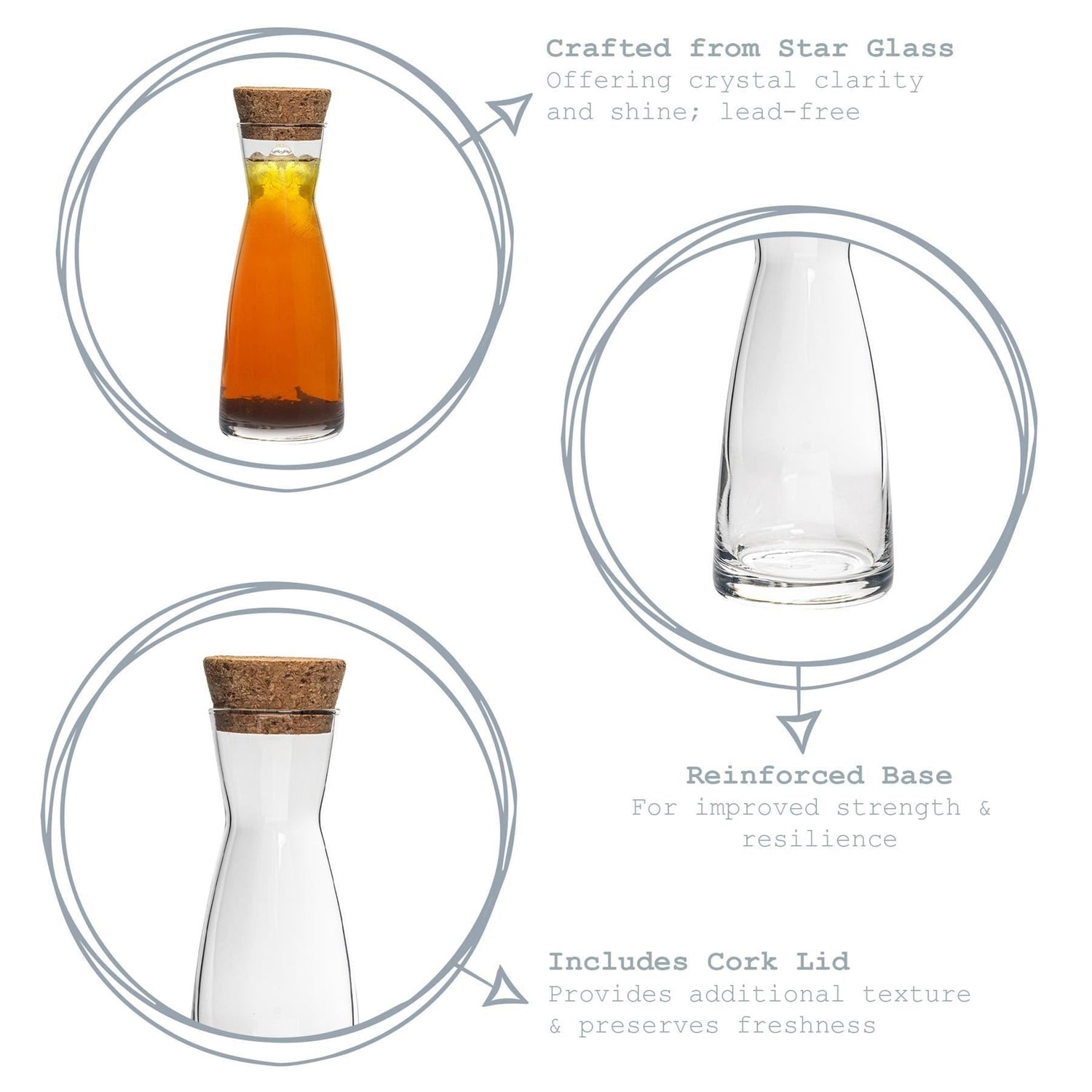 1.1L Ypsilon Glass Carafe with Cork Lid