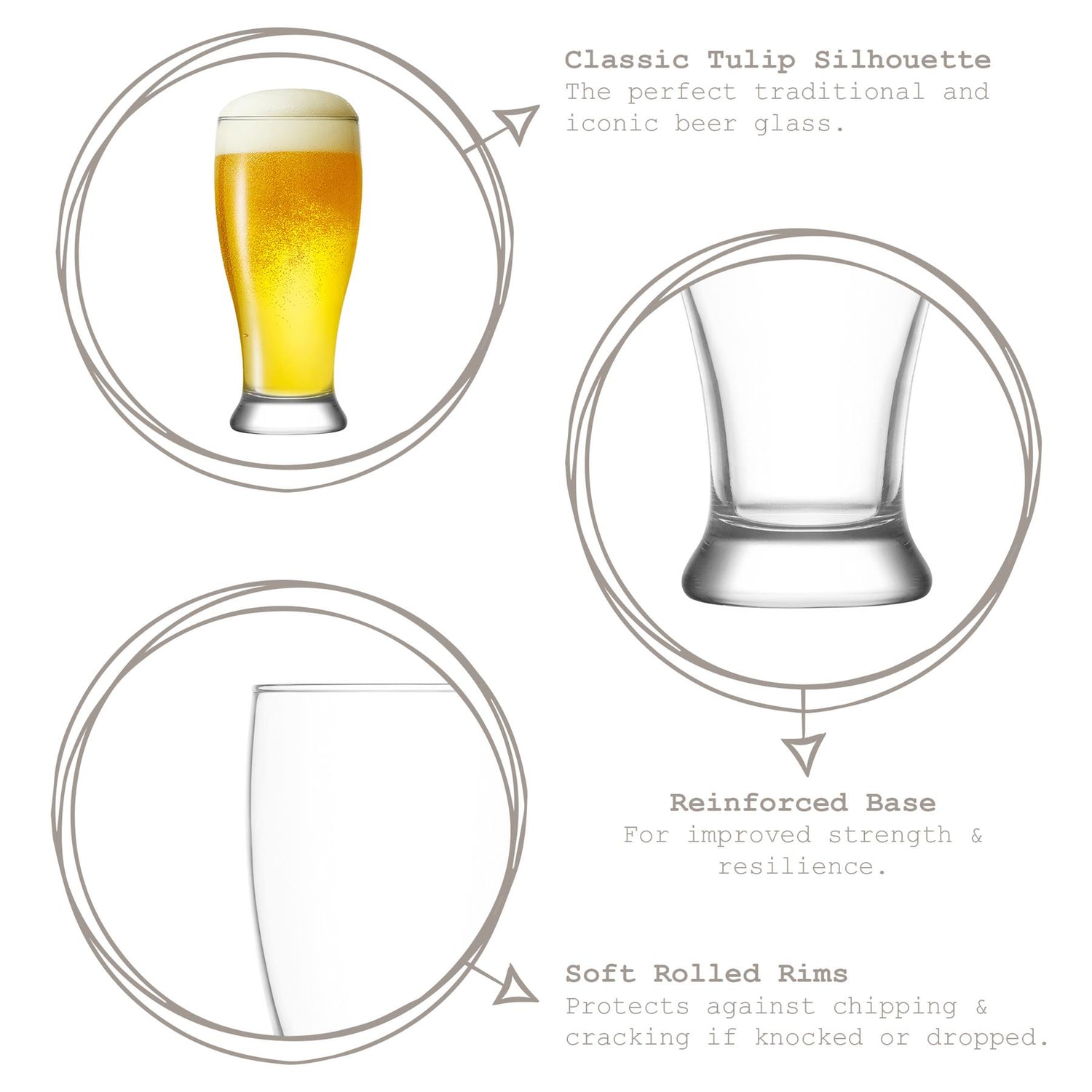 330ml Brotto Classic Beer Glasses - Pack of Six