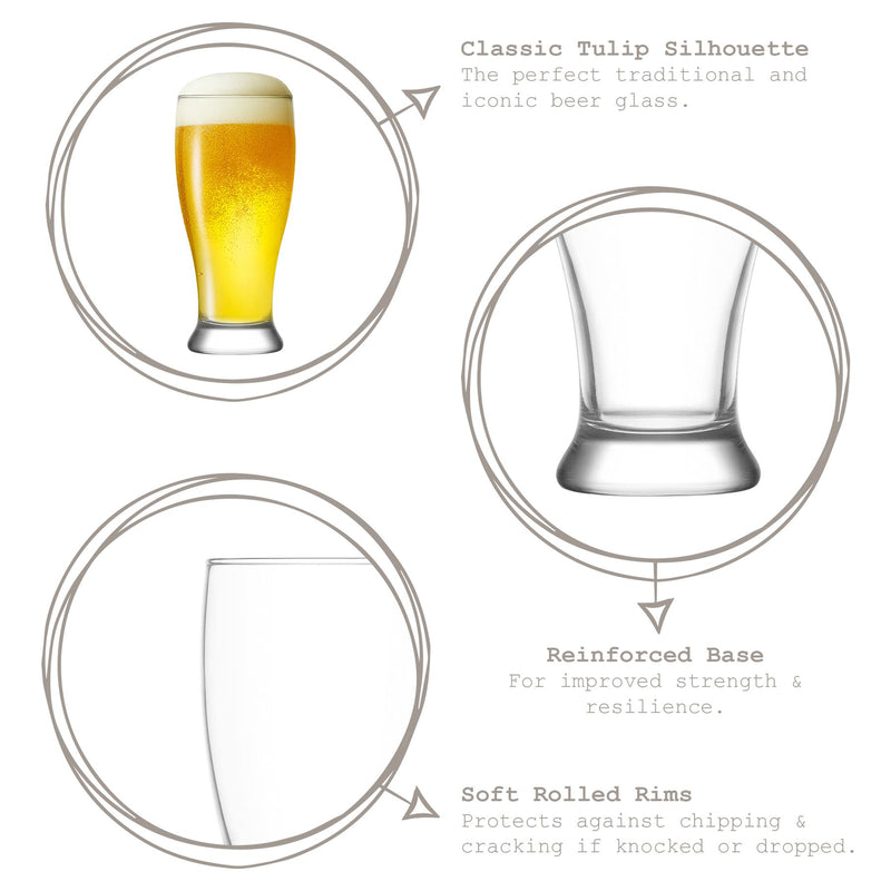 330ml Brotto Classic Beer Glasses - Pack of Six - By LAV