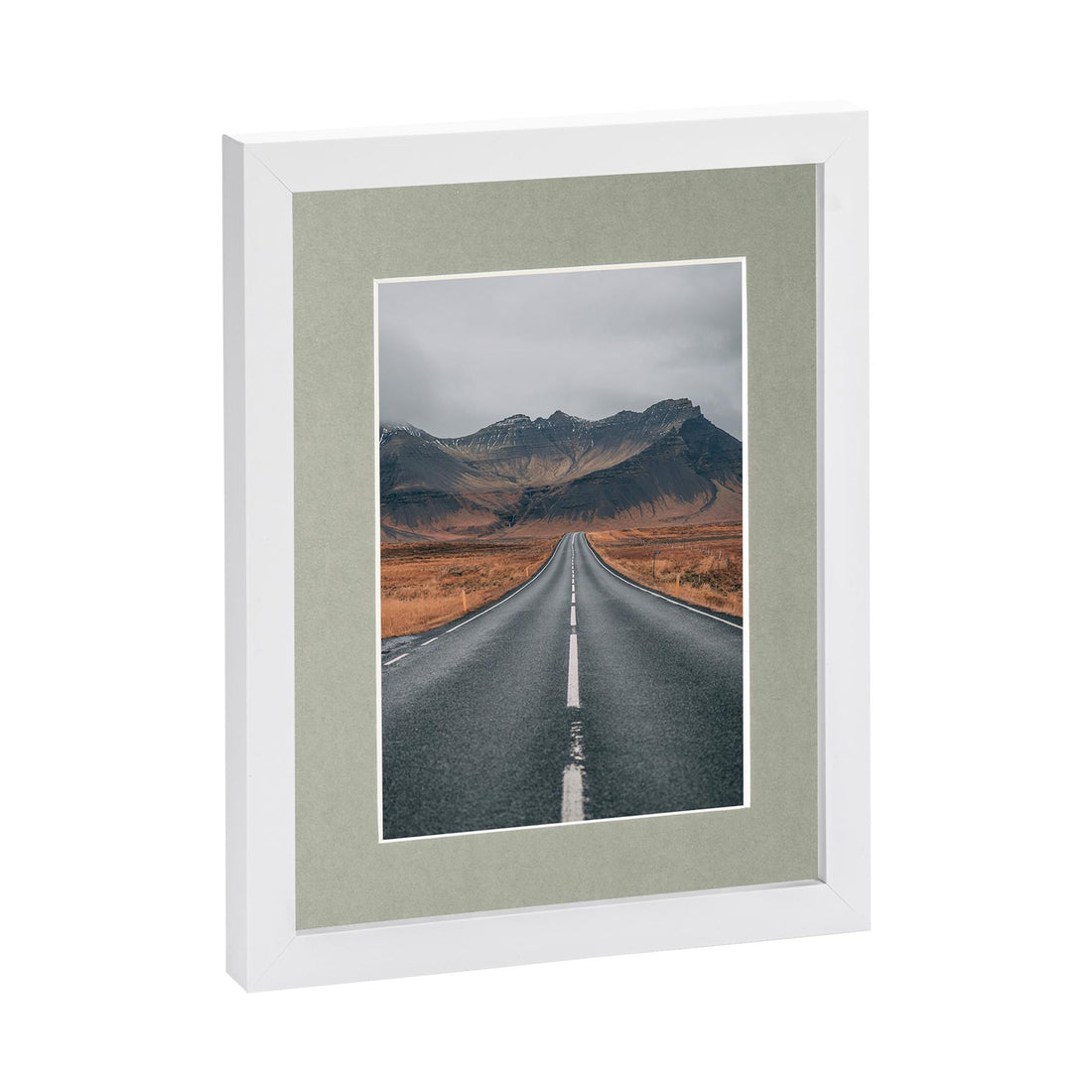 White 8" x 10" Photo Frame with Grey 5" x 7" Mount