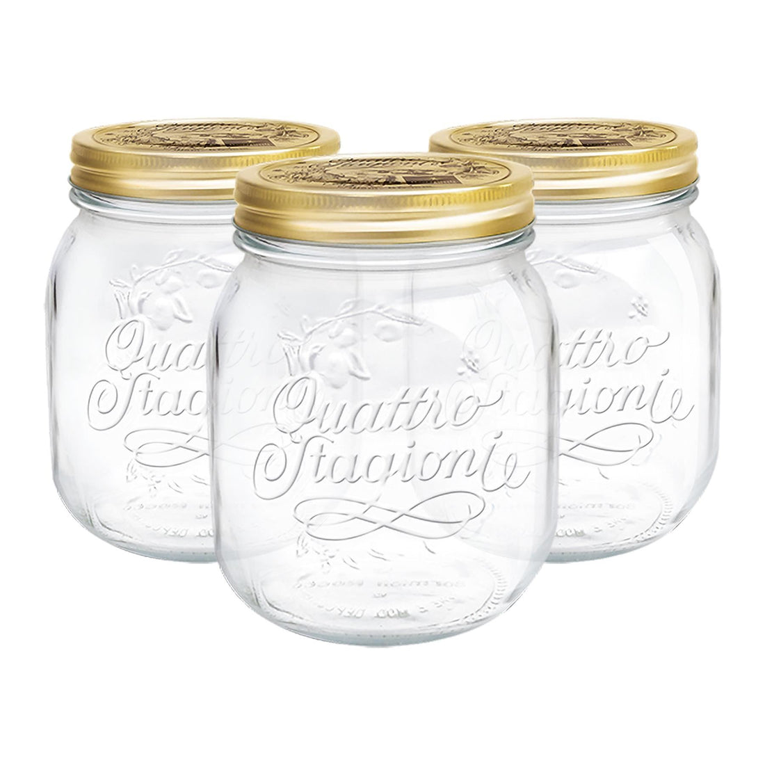 700ml Quattro Stagioni Glass Food Preserving Jars - Pack of 3 - By Bormioli Rocco