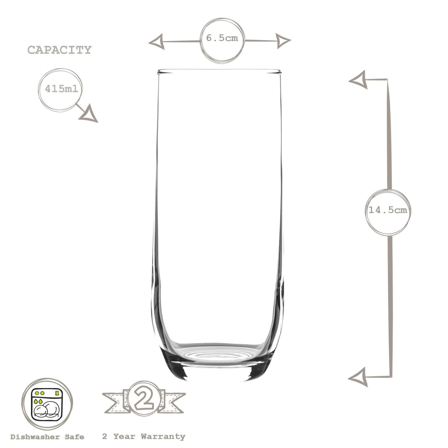 415ml Sude Highball Glasses - Pack of Six