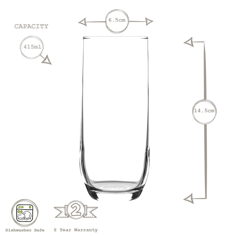 415ml Sude Highball Glasses - Pack of Six - By LAV