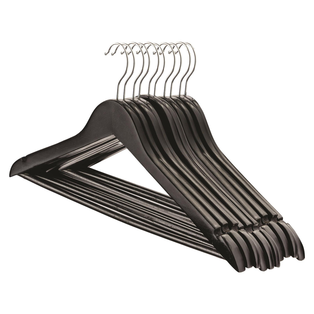 Black Wooden Coat Hangers - Pack of 10