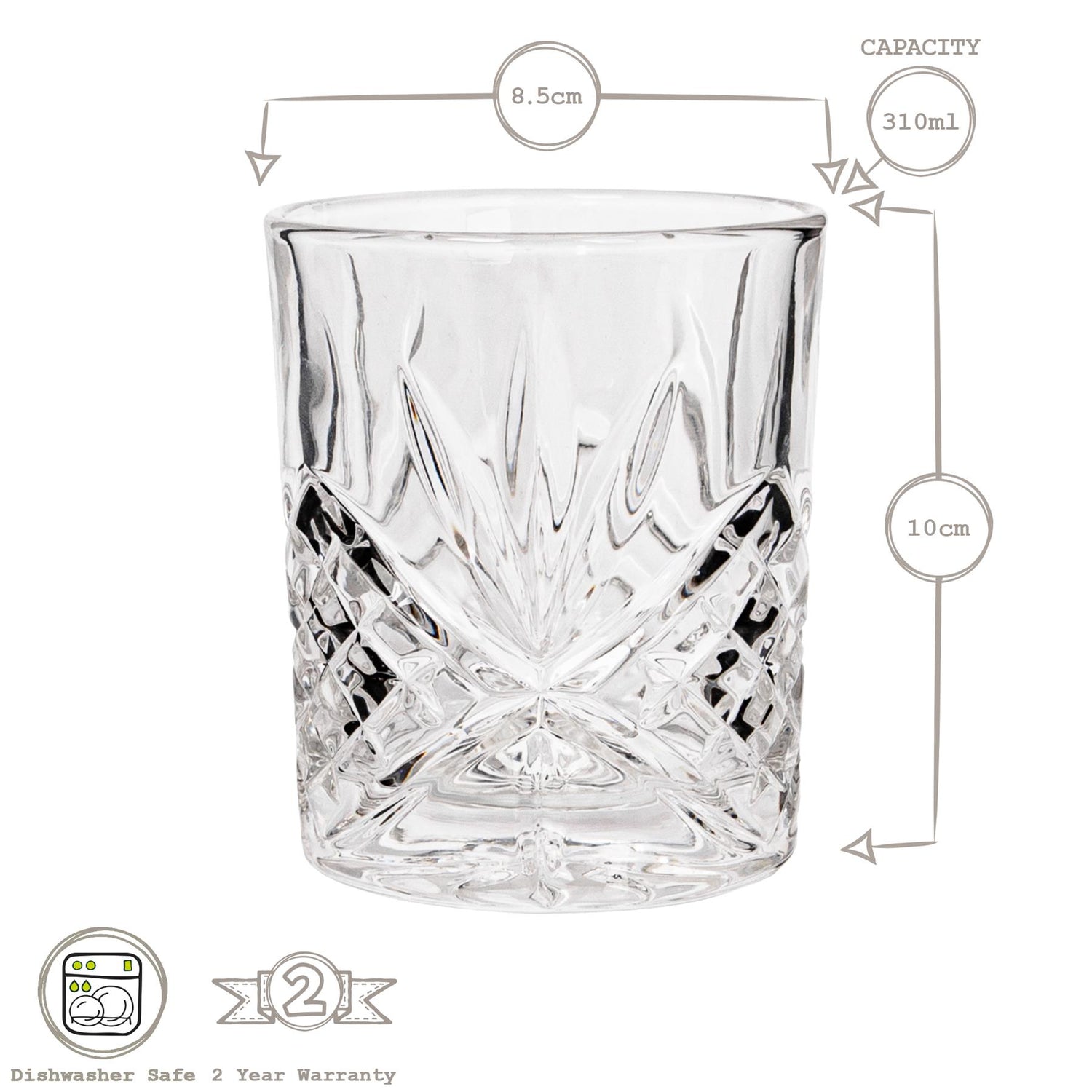 310ml Classic Whisky Glasses - Pack of Two