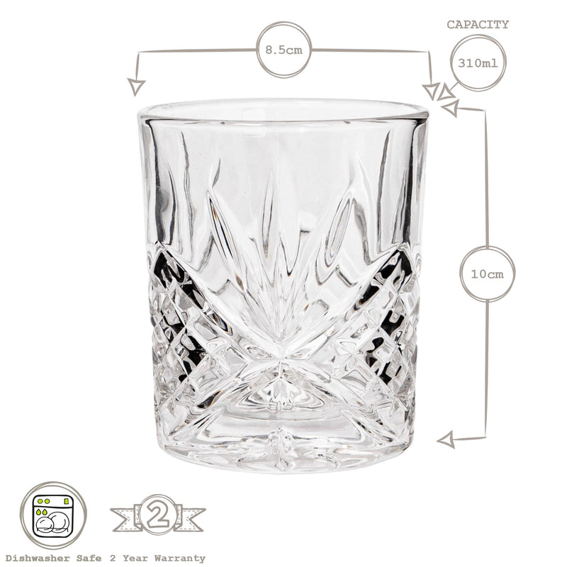 310ml Classic Whisky Glasses - Pack of 2 - By Rink Drink