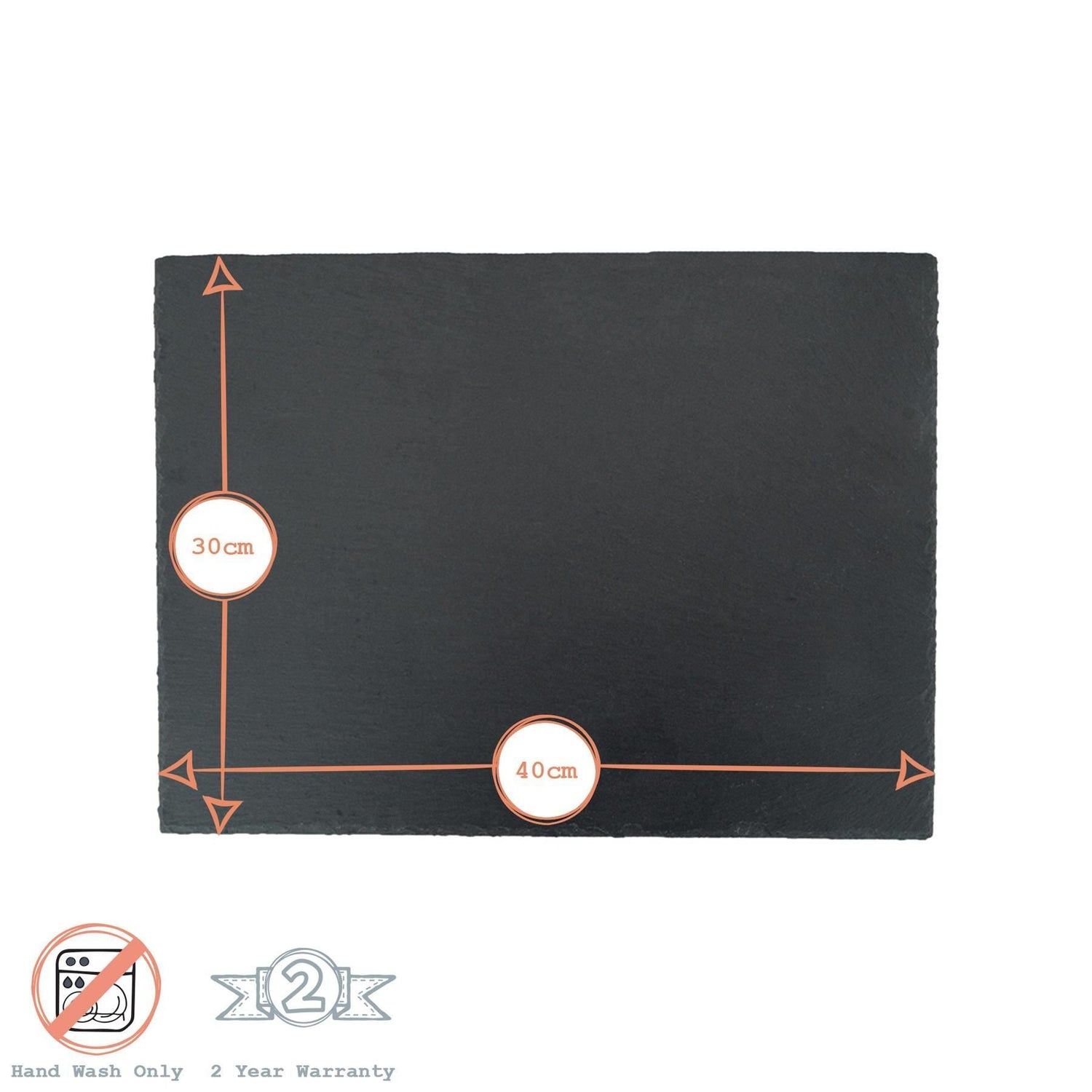 40cm x 30cm Black Rectangle Slate Serving Platter