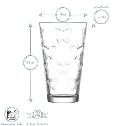 325ml Embossed Kelebek Highball Glasses - Pack of Six