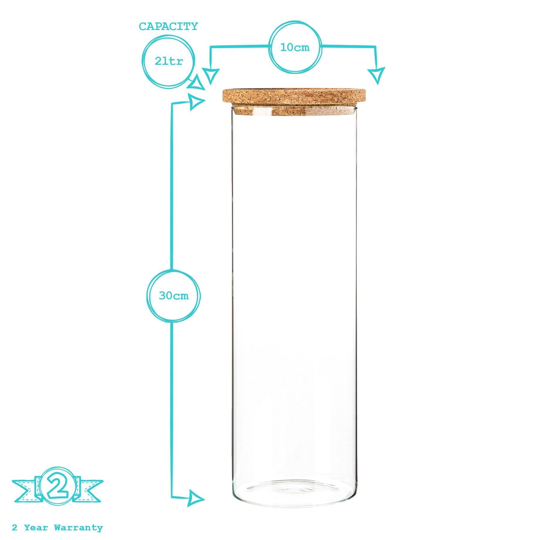 2L Cork Lid Storage Jars - Pack of Three