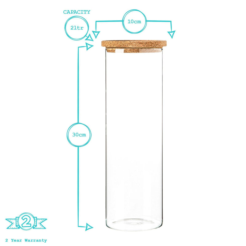 2L Cork Lid Storage Jars - Pack of Three - By Argon Tableware