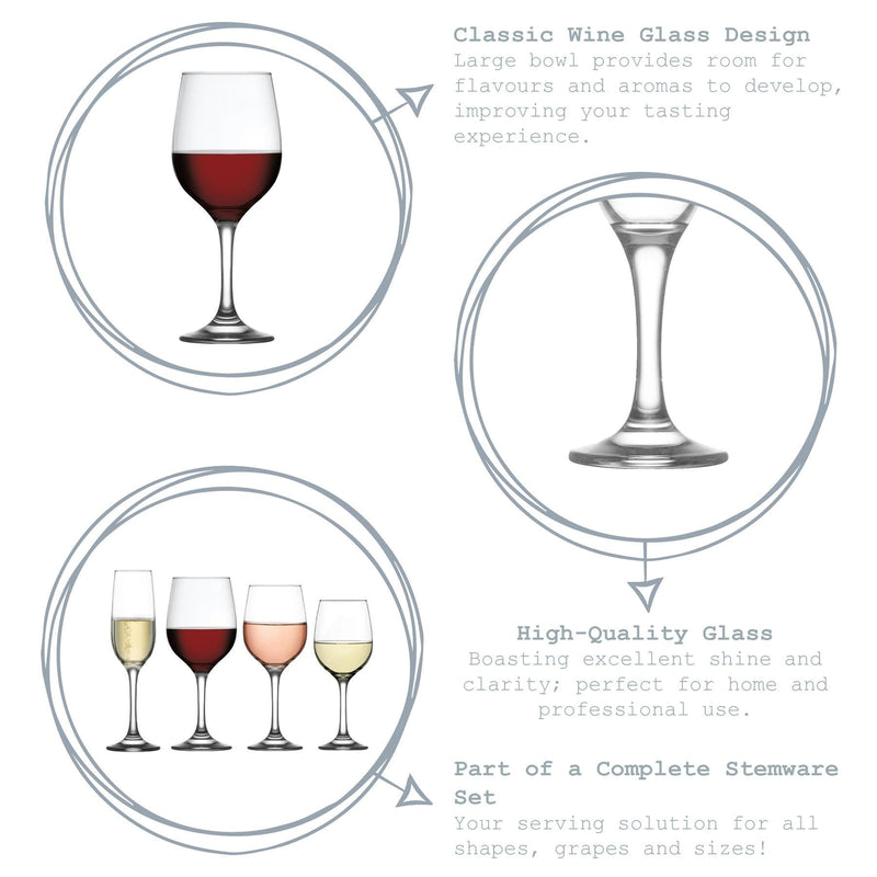 395ml Fame Red Wine Glasses - Pack of Six - By LAV