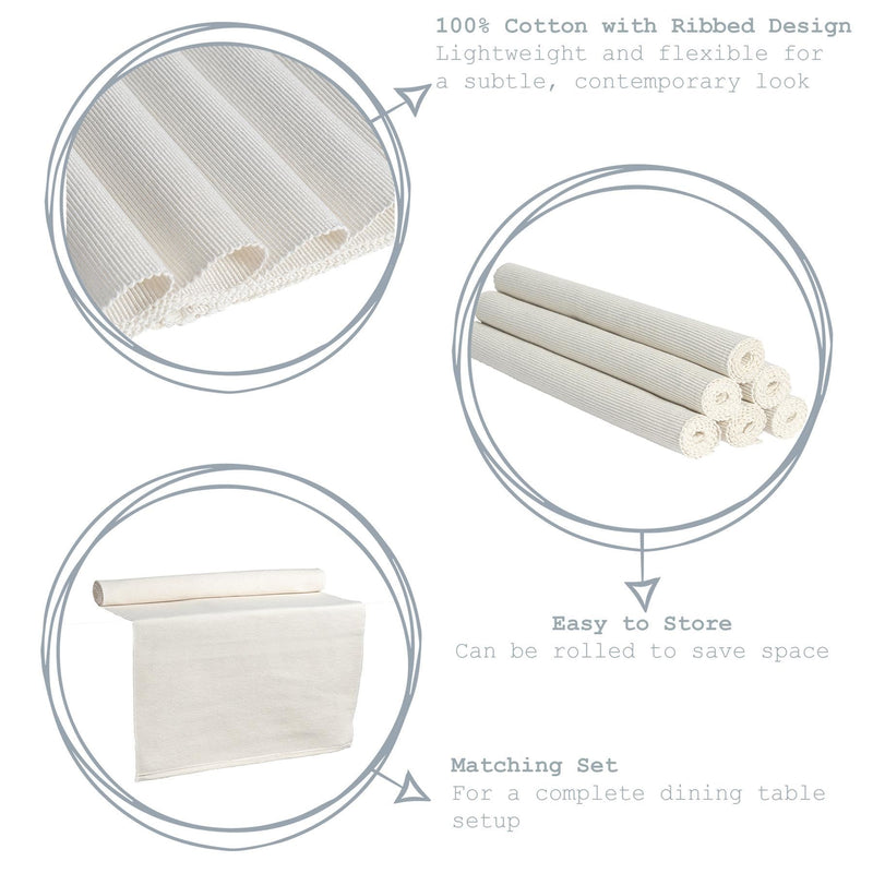 183cm x 48cm Ribbed Cotton Table Runner - By Nicola Spring