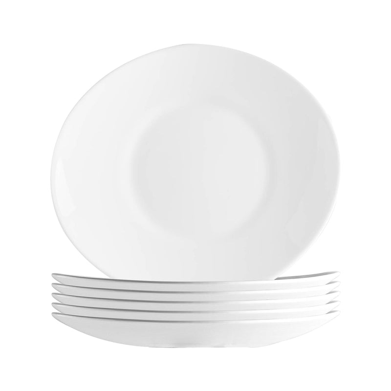 White 22cm x 19.5cm Prometeo Oval Glass Dessert Plates - Pack of 6 - By Bormioli Rocco