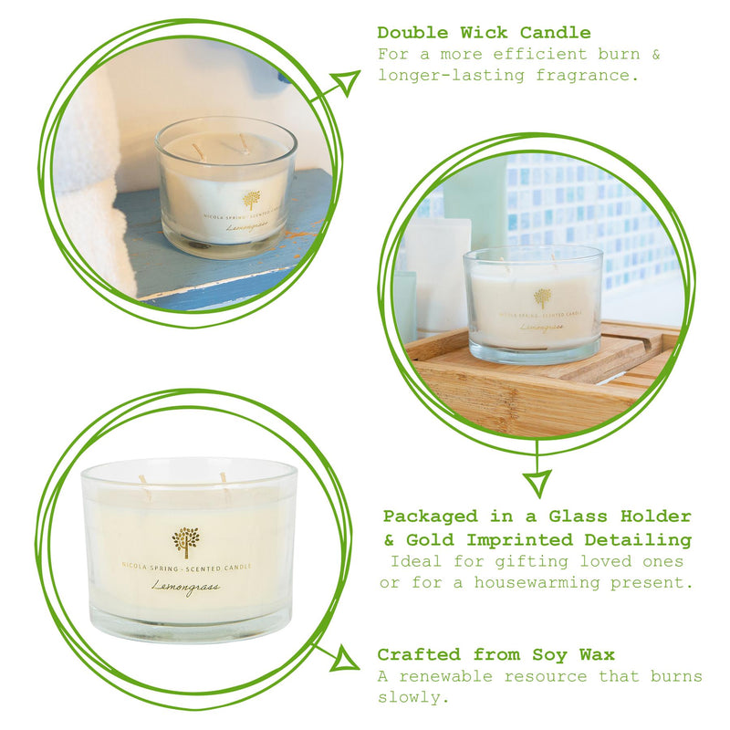 350g Lemongrass Scented Soy Wax Candle - By Nicola Spring