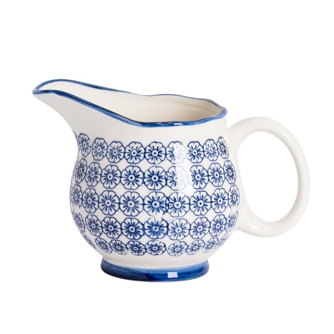 Navy 300ml Hand-Printed Stoneware Milk Jug