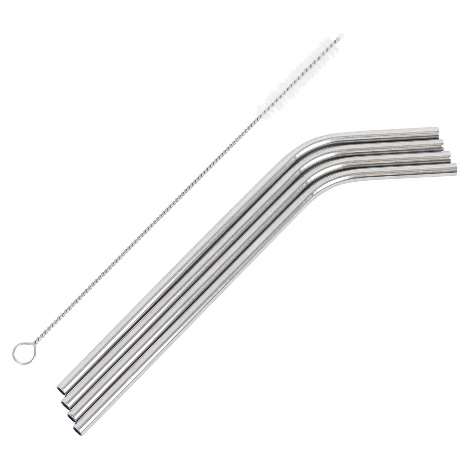 4pc 21cm Stainless Steel Straws &amp; Cleaning Brush Set - By Ashley