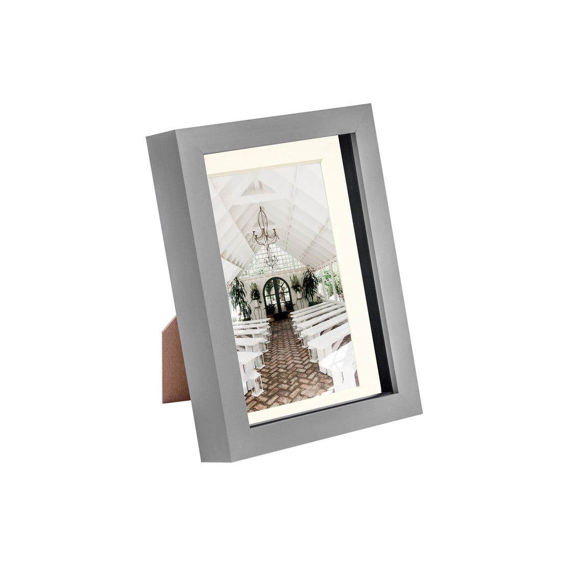 Grey 5" x 7" Shadow Box Photo Frame with 4" x 6" Ivory Mount