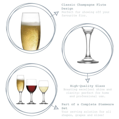 220ml Empire Champagne Flutes - Pack of Six