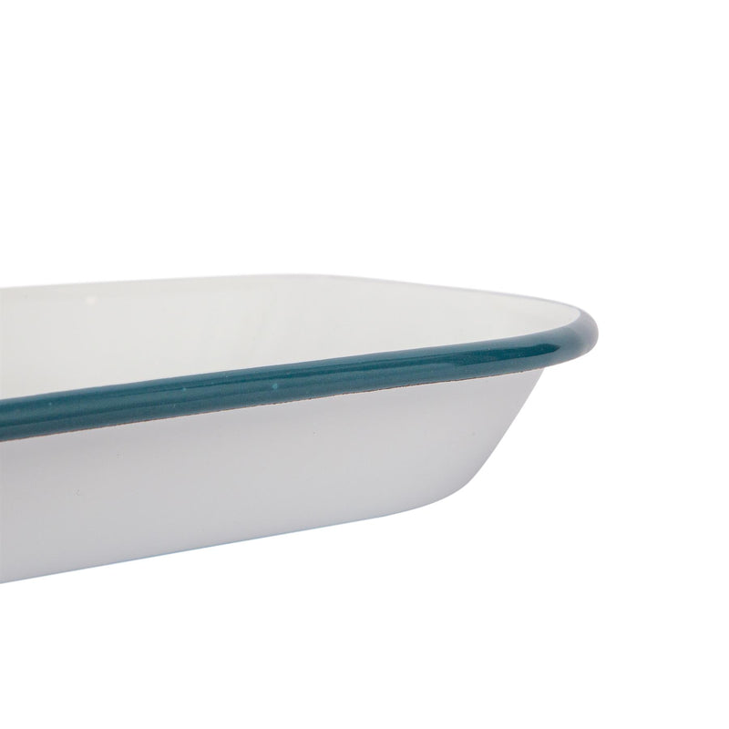 24.5cm x 24.5cm White Square Enamel Baking Tray - By Argon Tableware