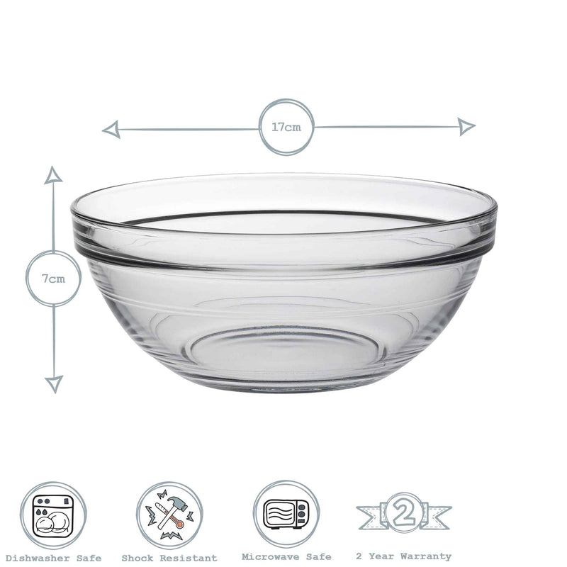17cm Clear Lys Glass Nesting Mixing Bowl - By Duralex