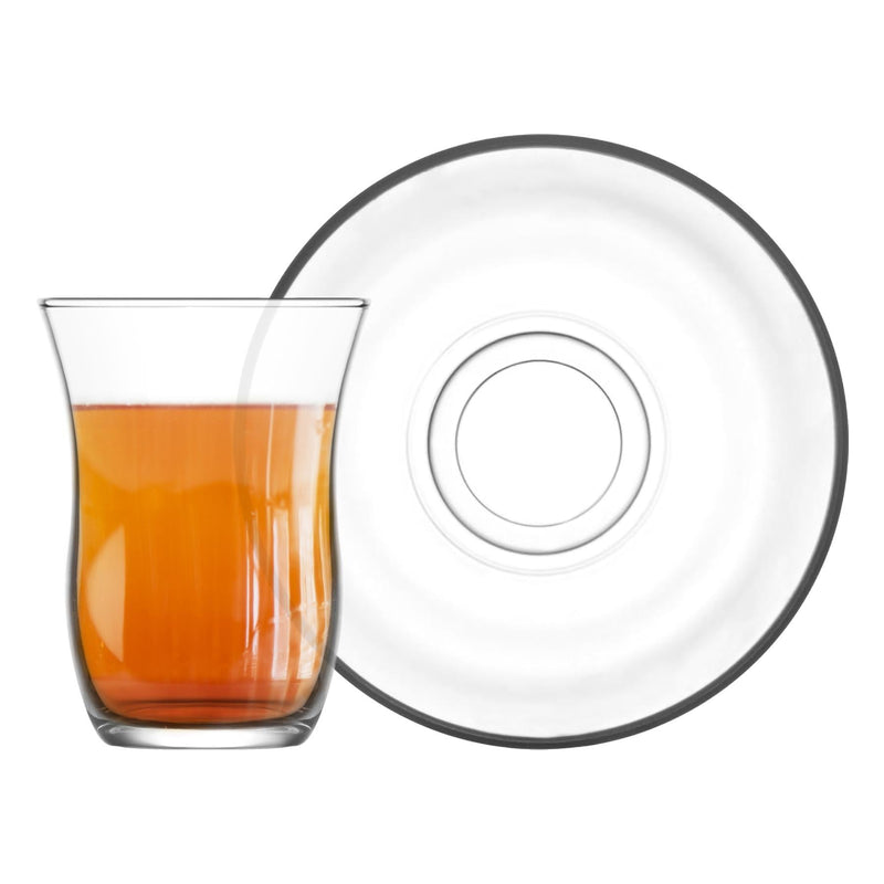 95ml Harman Glass Tea Cups & Saucers - Pack of Six - By LAV