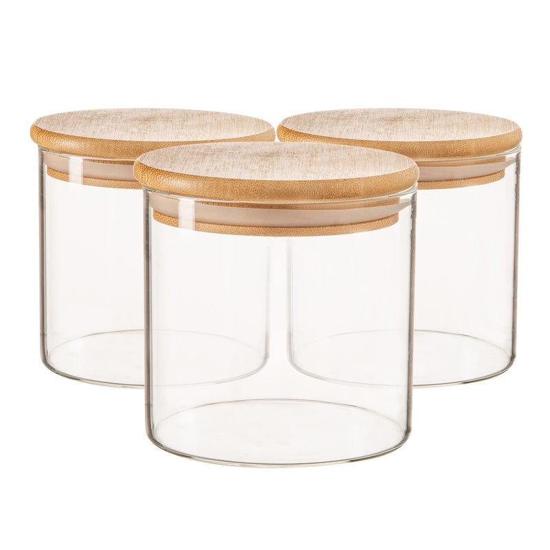 550ml Wooden Lid Storage Jars - Pack of 3 - By Argon Tableware