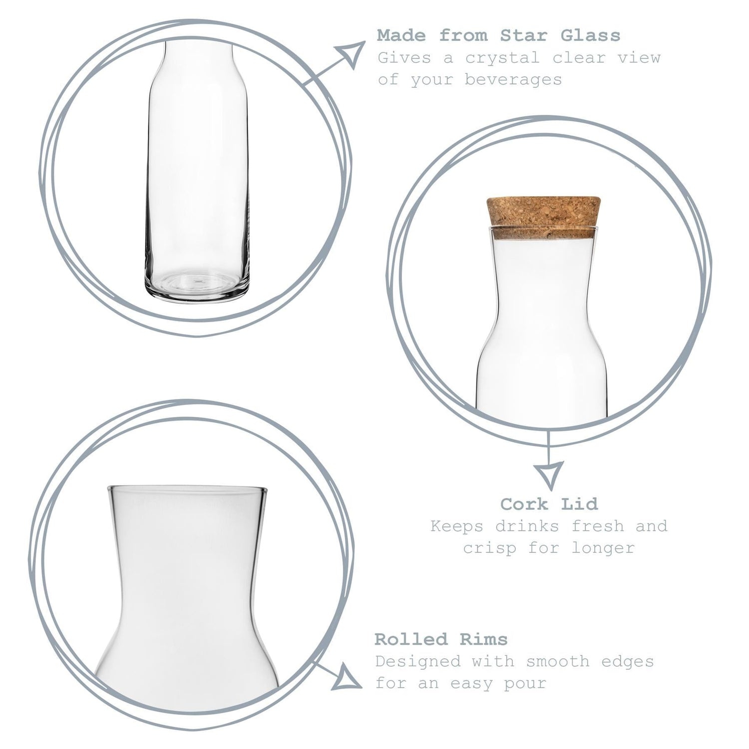 1.2L Aquaria Glass Carafe with Cork Lid - By Bormioli Rocco