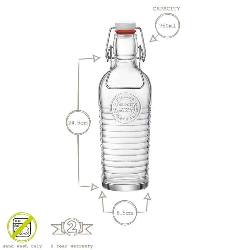 750ml Clear Officina 1825 Swing Top Bottle - By Bormioli Rocco