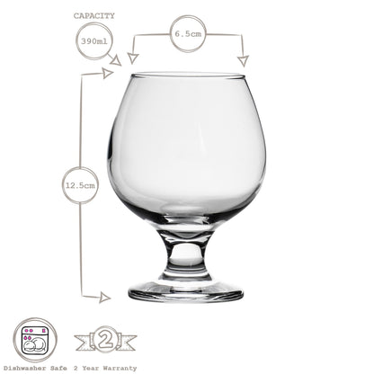 390ml Misket Snifter Brandy Glasses - Pack of Six