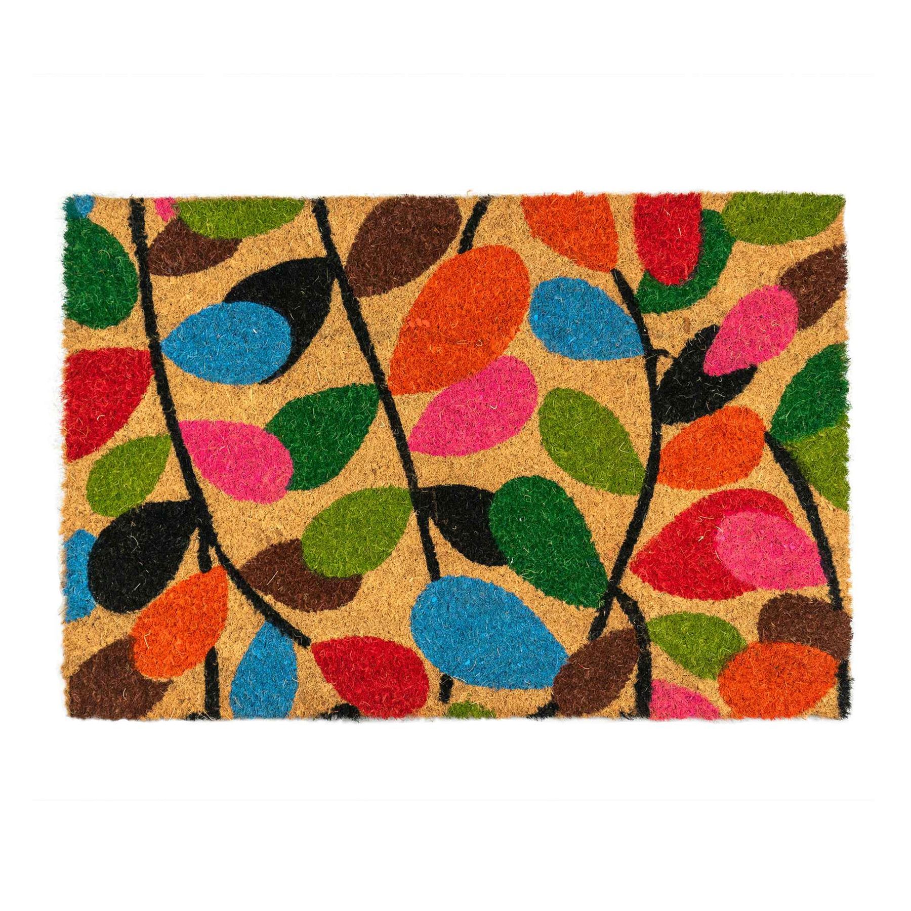 90cm x 60cm Multicoloured Leaves Coir Door Mat