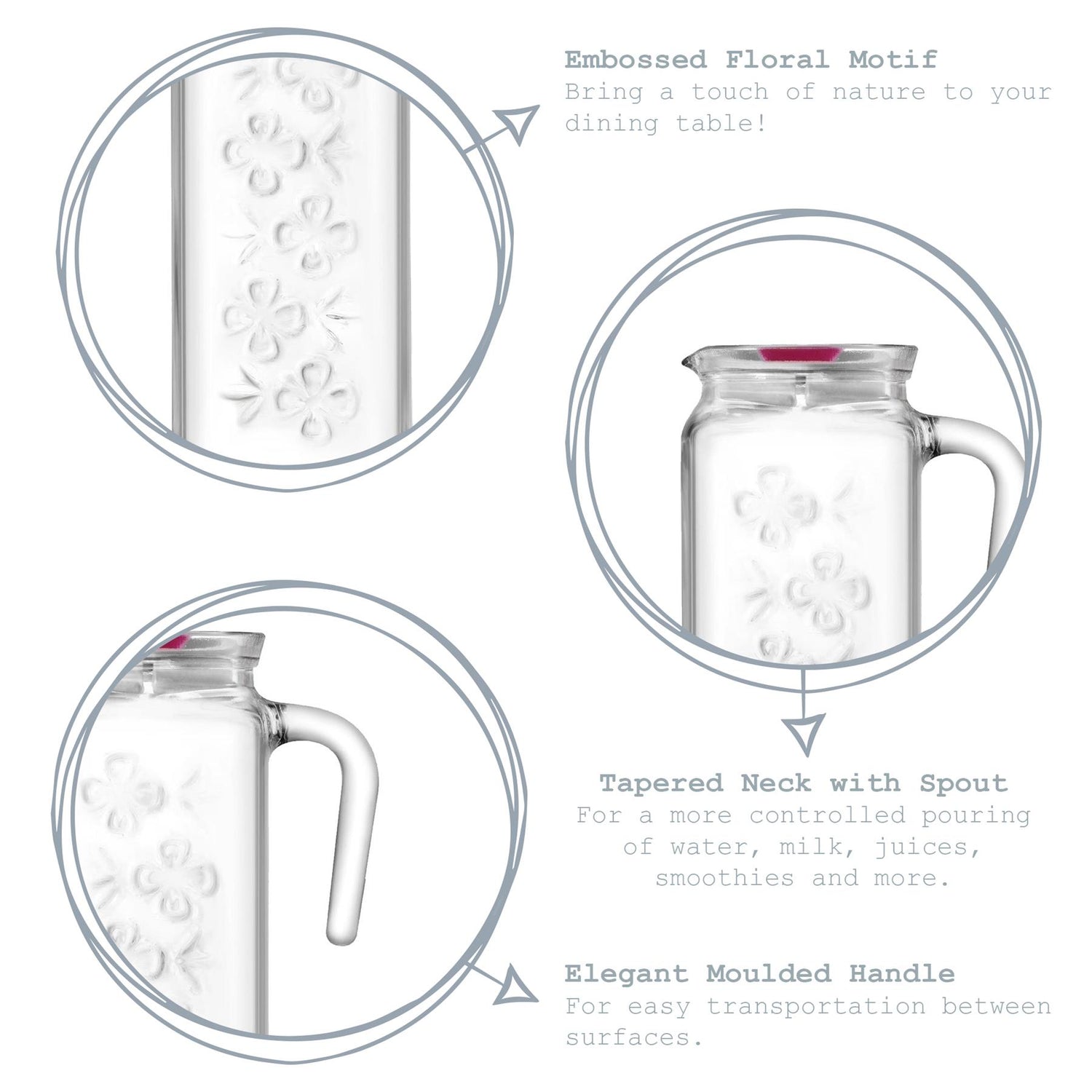 1.2L Bloom Decorated Water Jug - By LAV