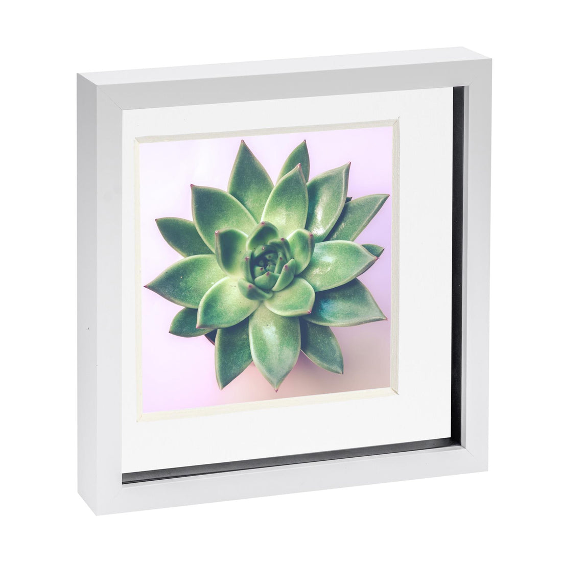 White 10" x 10" Shadow Box Photo Frame with 8" x 8" White Mount &amp; Black Spacer