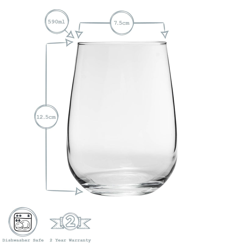 590ml Gaia Stemless Wine Glasses - Pack of Six - By LAV