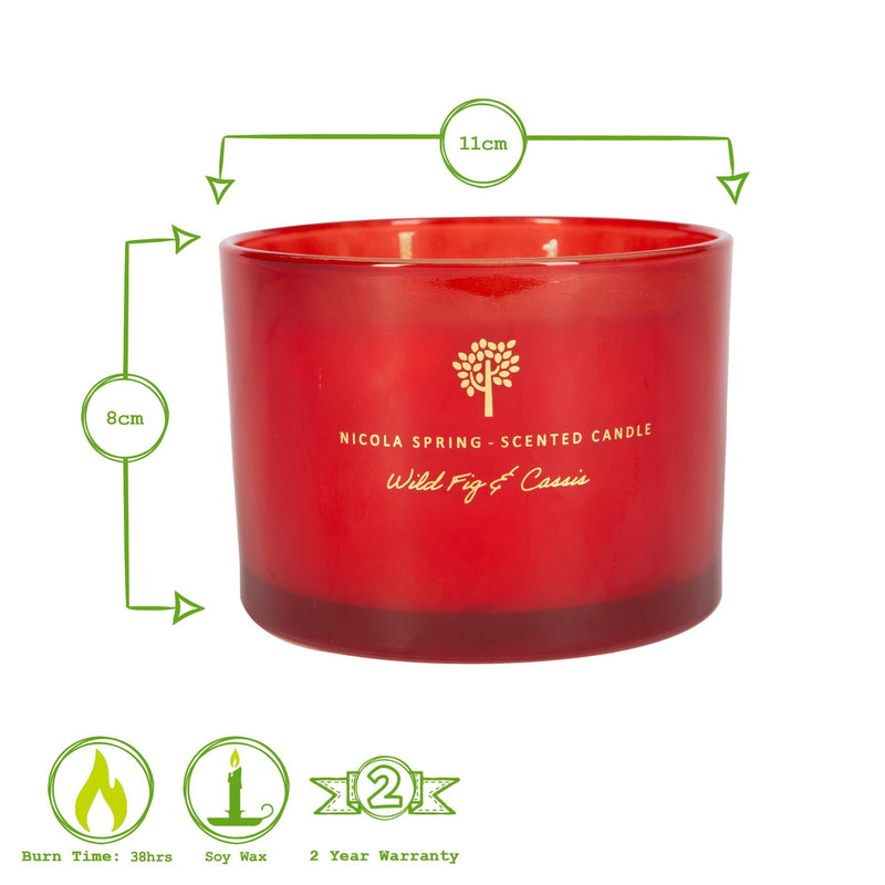 350g Double Wick Wild Fig & Cassis Scented Soy Wax Candle - by Nicola Spring