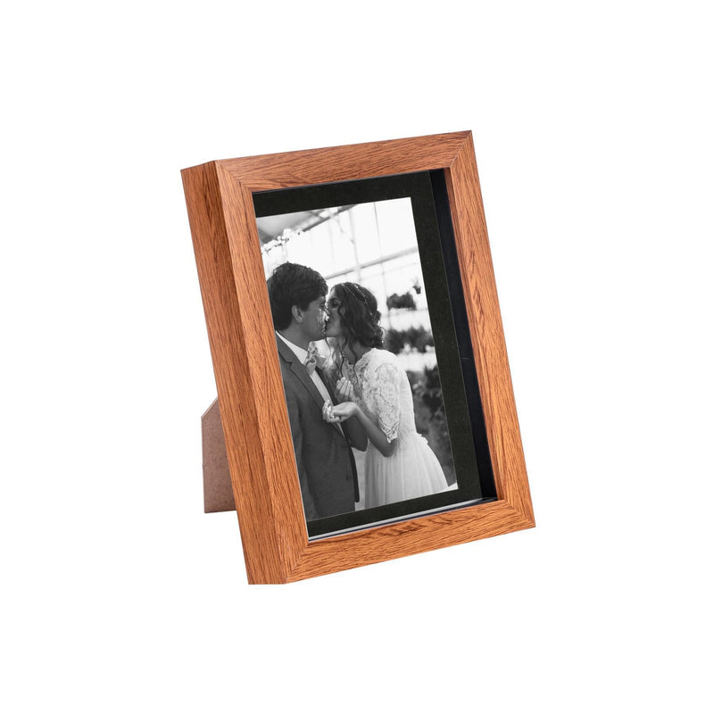 5" x 7" Dark Wood 3D Box Photo Frame with 4" x 6" Mount - By Nicola Spring