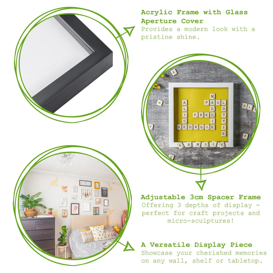Black 4" x 4" Shadow Box Photo Frame with 2" x 2" White Mount