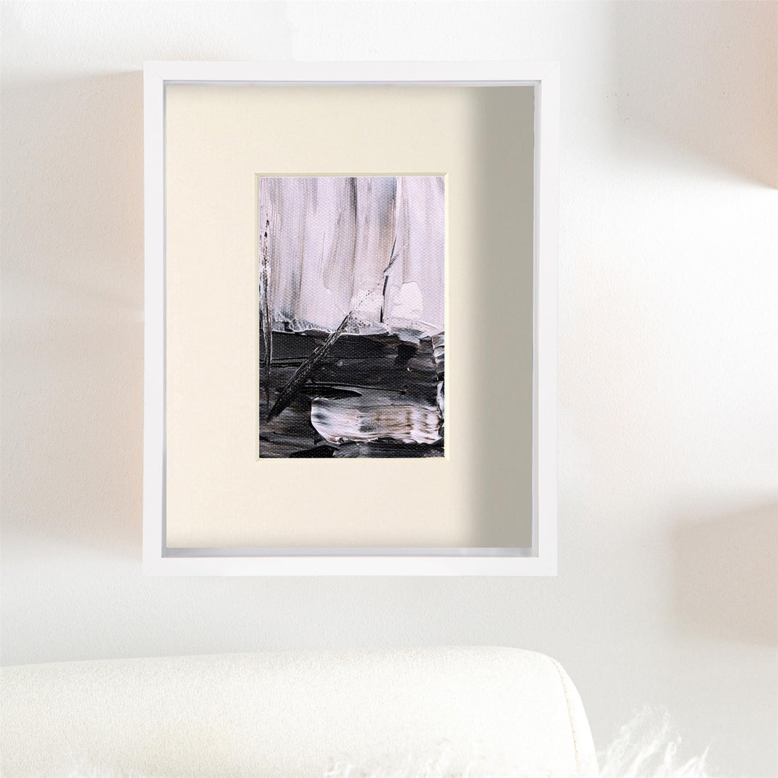 White 8" x 10" Deep Shadow Box Photo Frame with 4" x 6" Ivory Mount