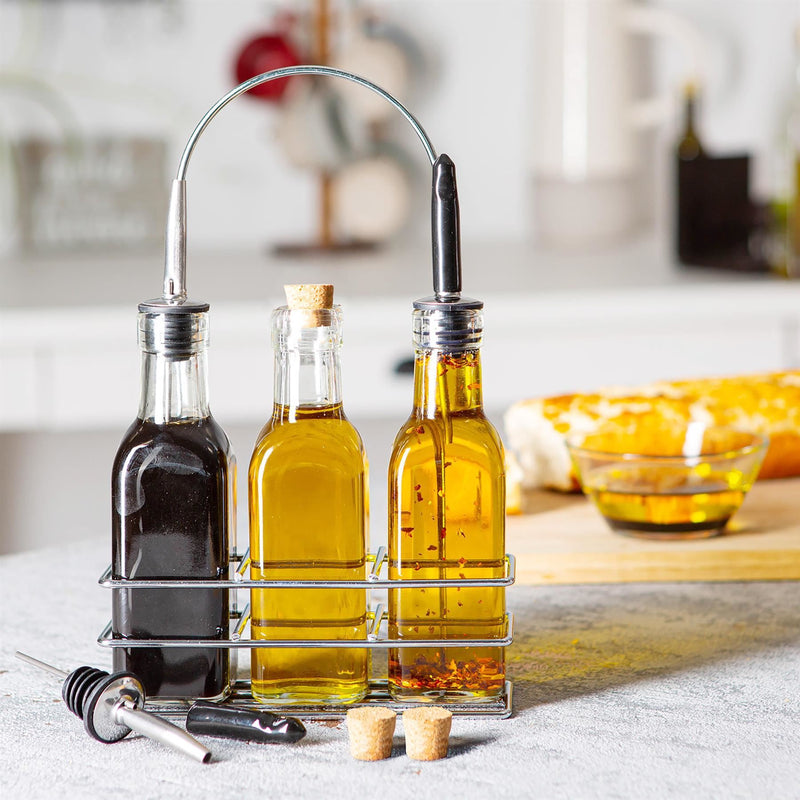 170ml Olive Oil Pourer Glass Bottles with Stand - By Argon Tableware