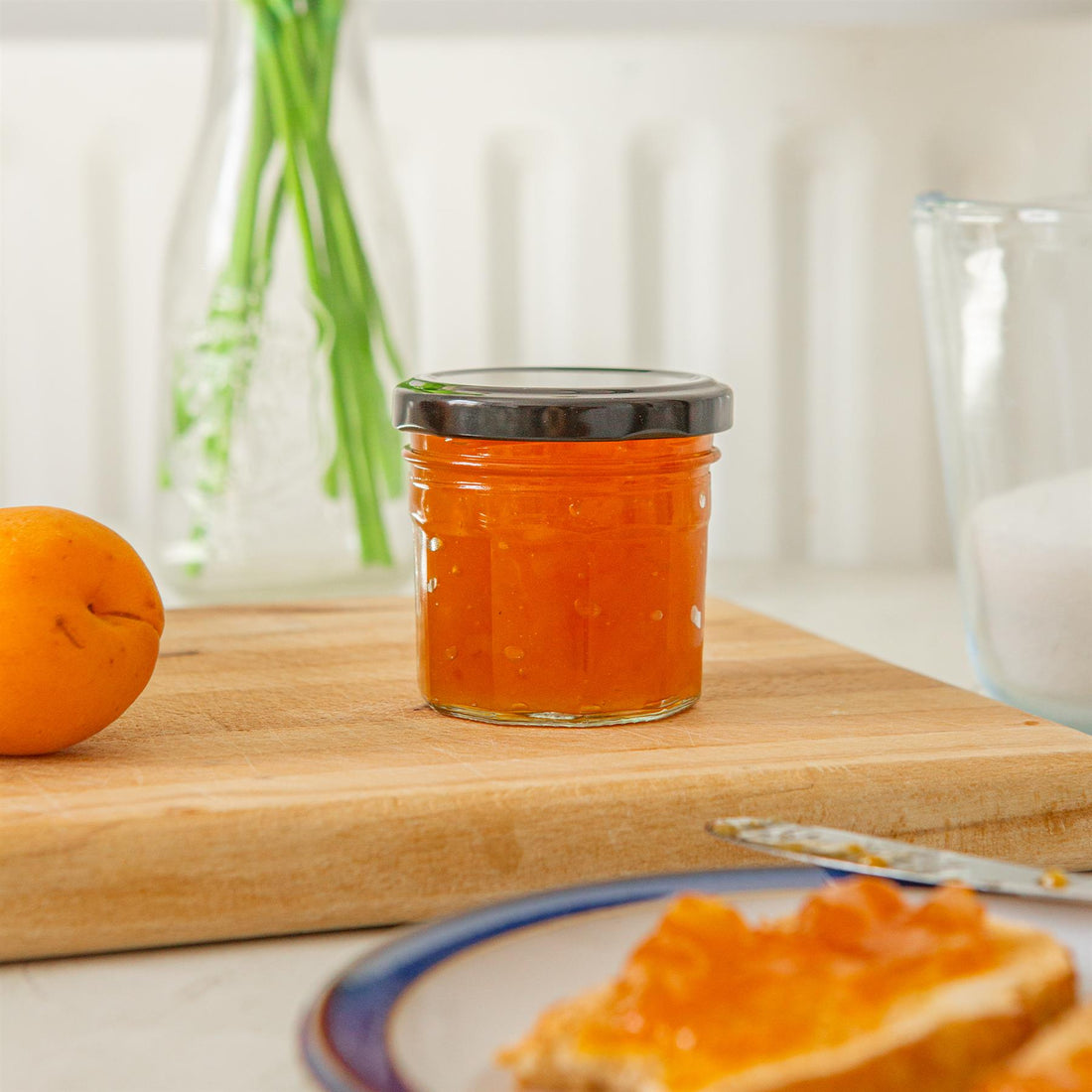 90ml Octagonal Glass Jam Jars with Black Screw-Top Lids - Pack of 6
