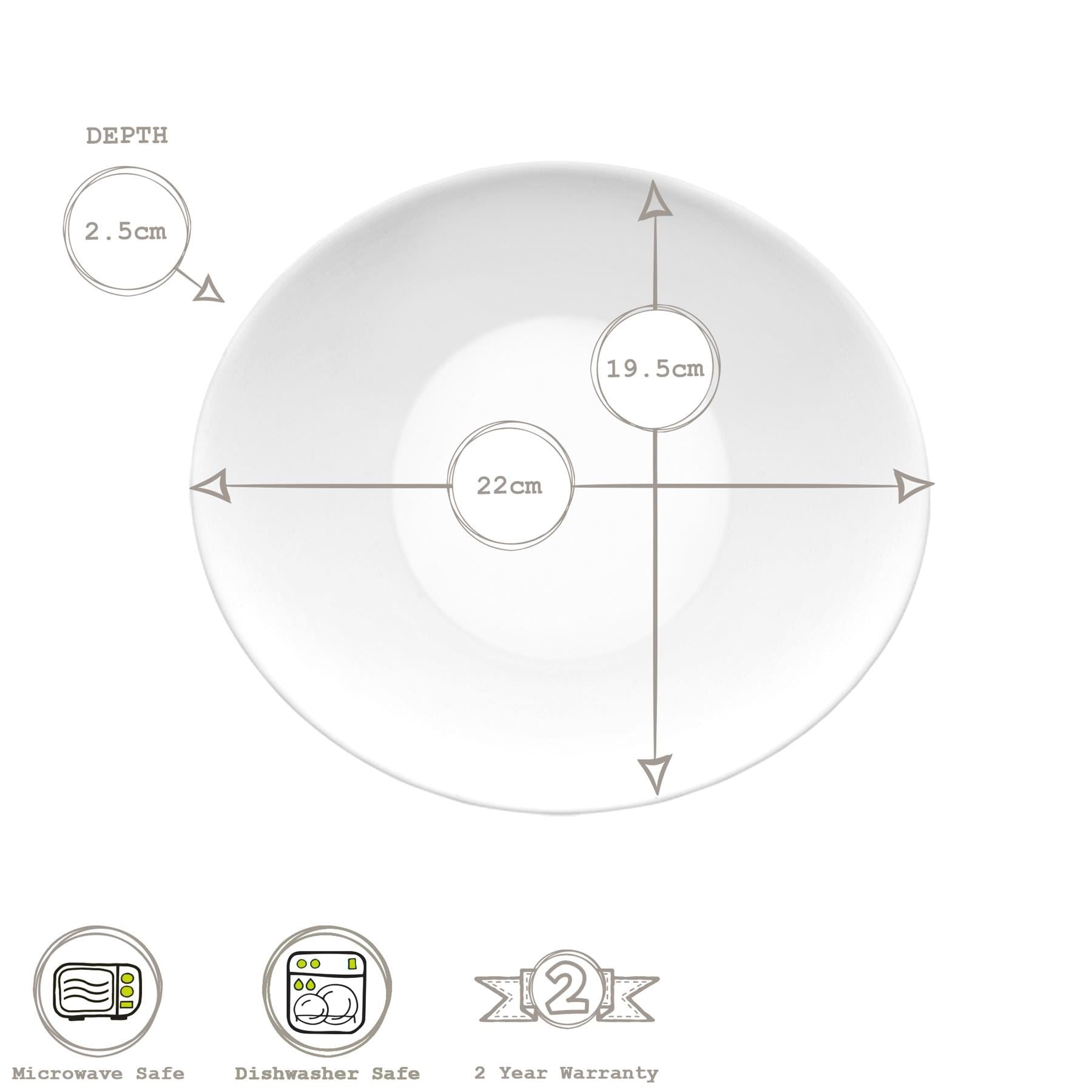 22cm x 19.5cm Prometeo White Oval Glass Dessert Plates - Pack of Six