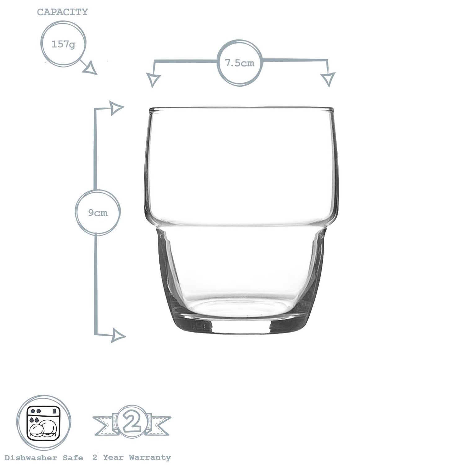 285ml Galata Stacking Tumbler Glasses - Pack of Six