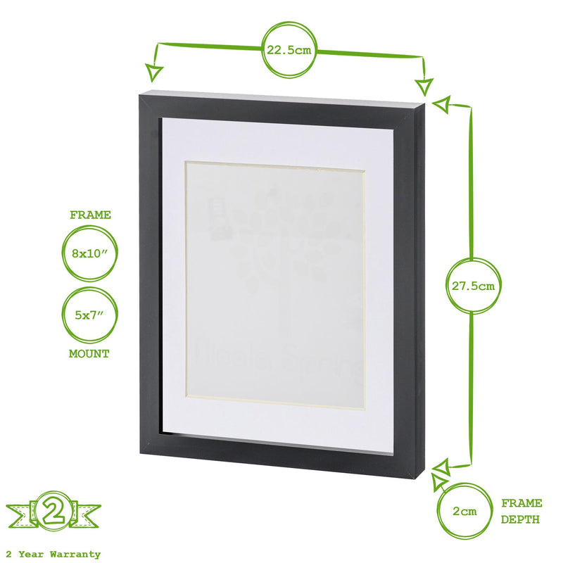 8" x 10" Black Photo Frame with 5" x 7" Mount - By Nicola Spring